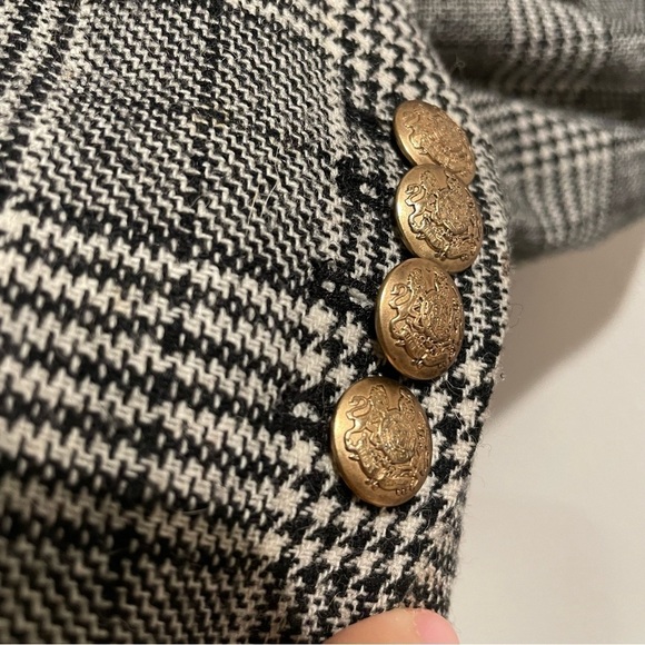 J. Crew Preppy Academy Button Up Collared Plaid White Grey Business Wool Blazer - Picture 6 of 6